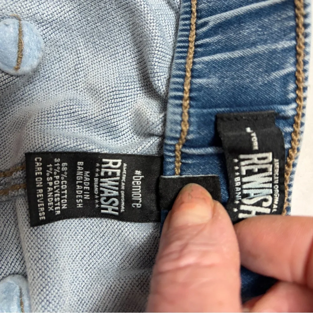 Rewash American Original Wide Leg Knit Denim Jeans Elastic Waist Blue - Picture 9 of 9